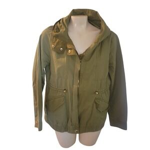 LOVE TREE khaki Green Hooded Utility Anorak Jacket L retro utility casual winter